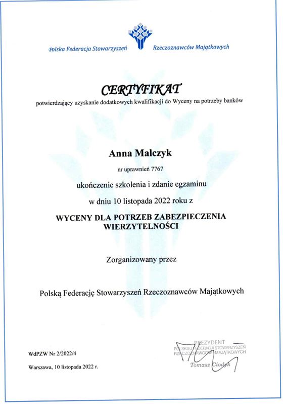 Certyfikat 3 - Szkolenie Bankowe